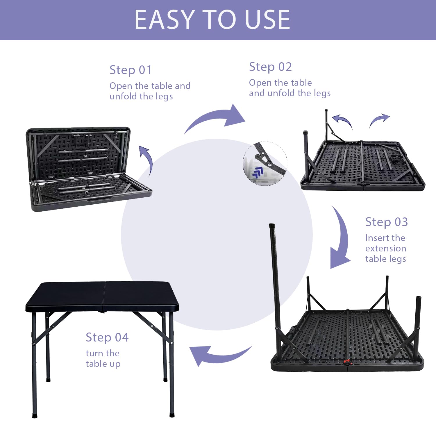 Lakhow anti-slip feet caps protect floors and keep the table steady.