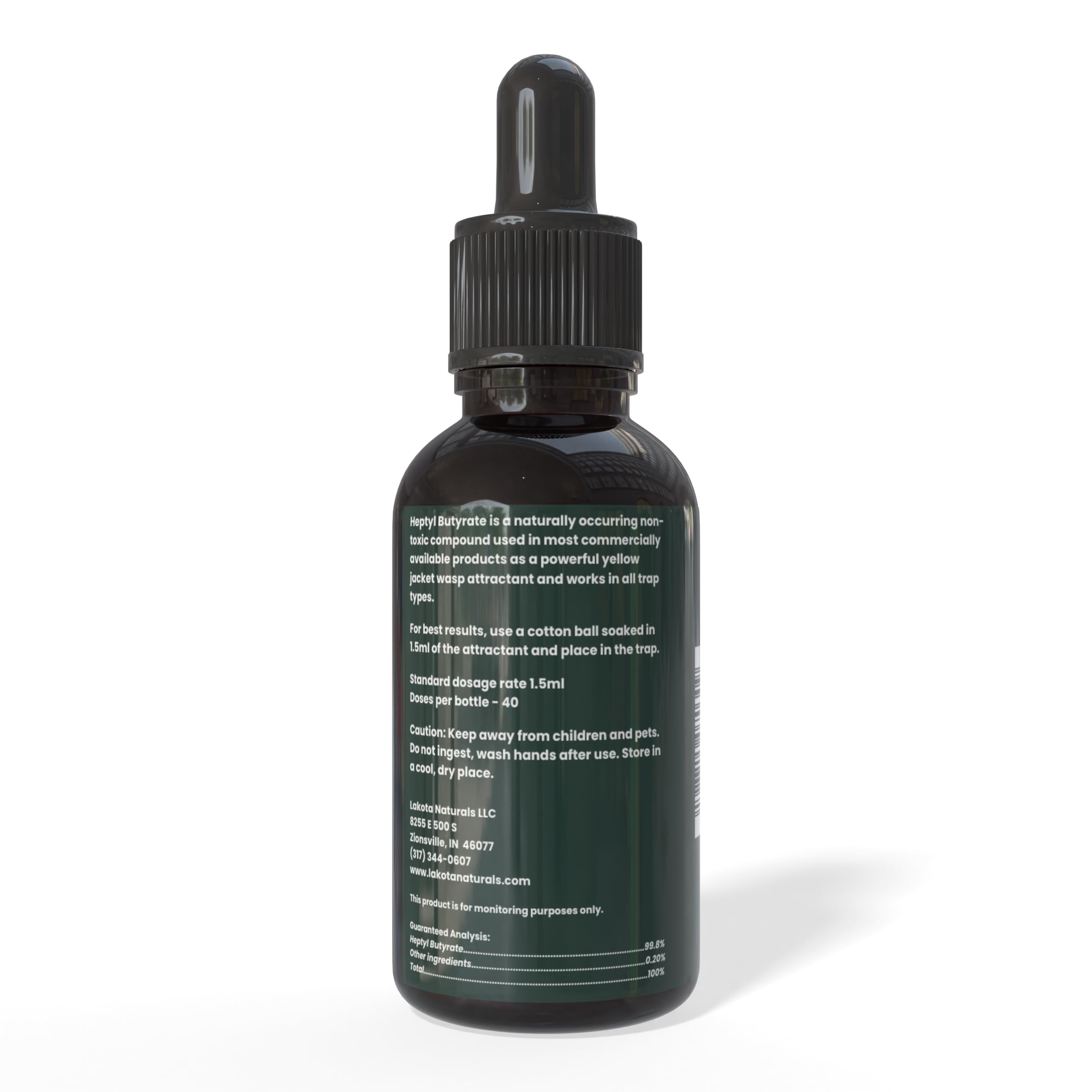 Lakota Naturals Heptyl Butyrate bottle closeup with clear labeling.