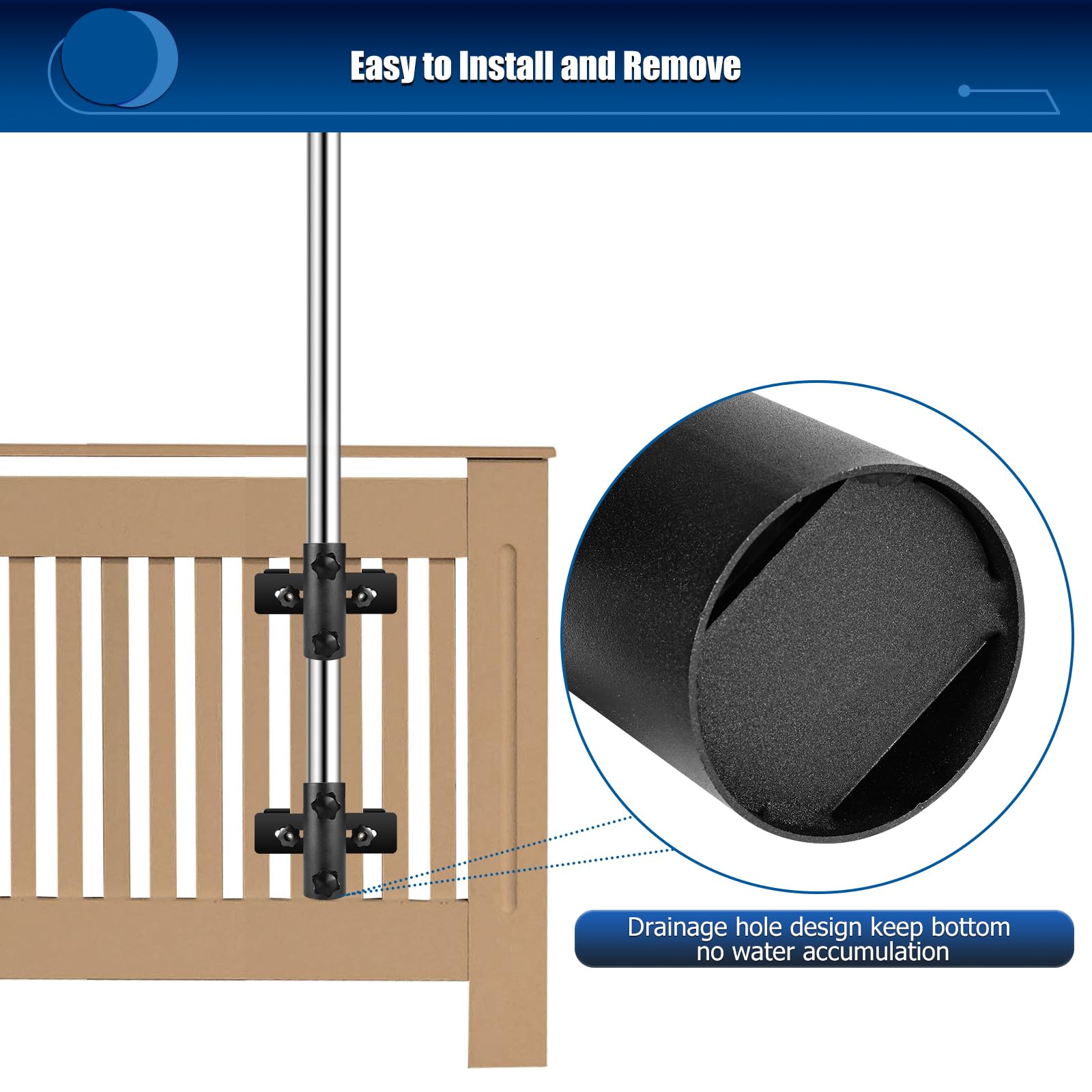 Lalafancy patio umbrella holder on balcony railing highlighting durable construction.