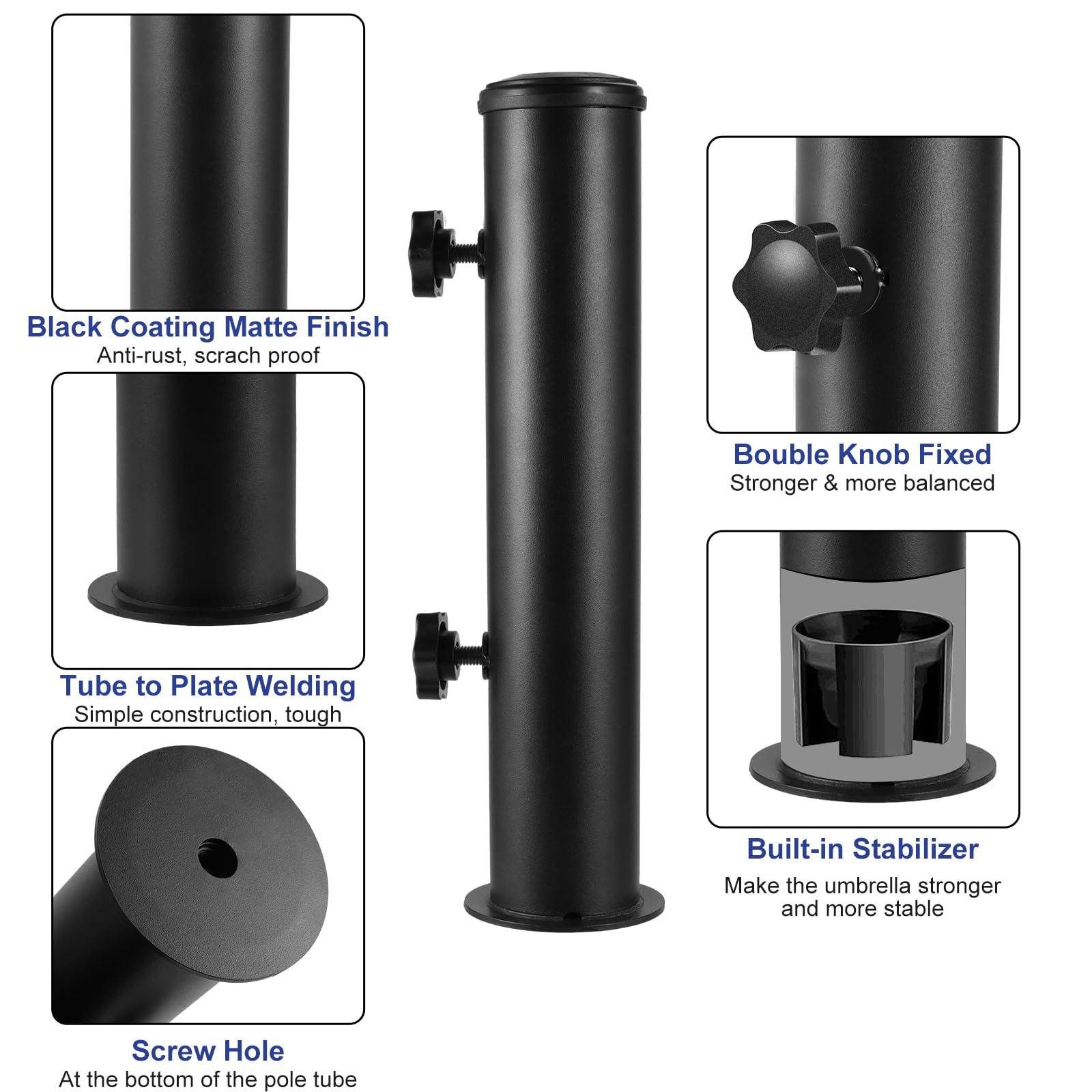 Lalafancy PVC sleeves adapt to 32mm, 38mm, and 48mm poles for a snug fit.