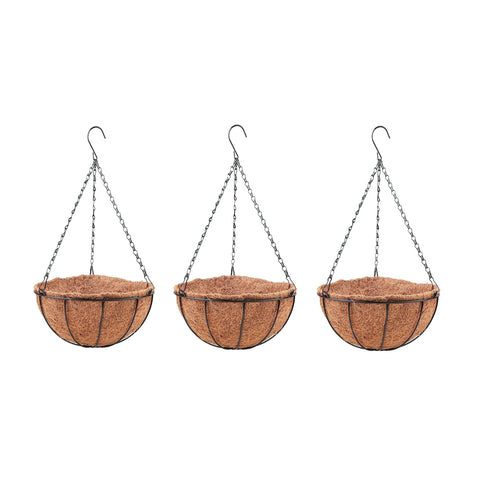 LaLaGreen 12-inch hanging planter with coco liner for outdoor decoration and drainage.