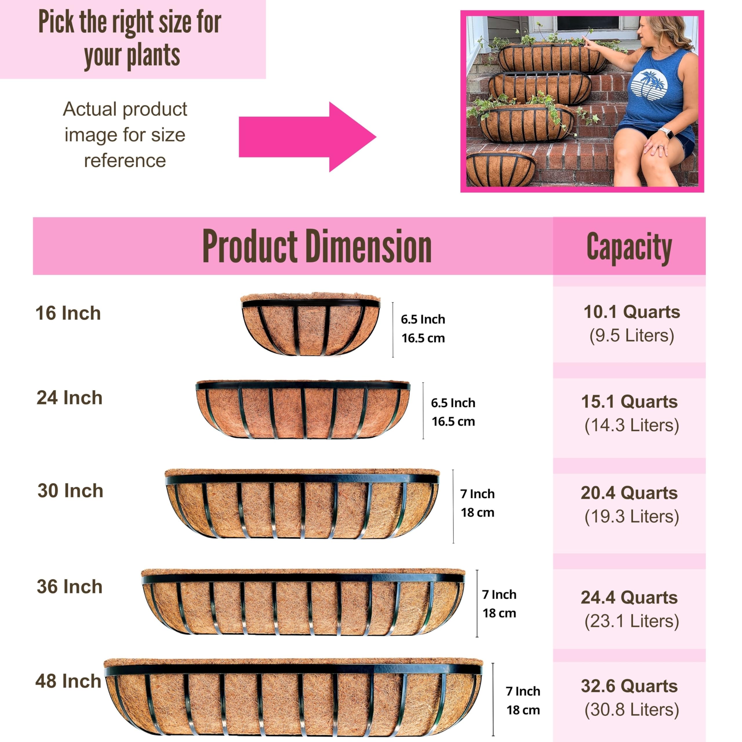 LaLaGreen coco liner inside planter promotes water retention and root airflow