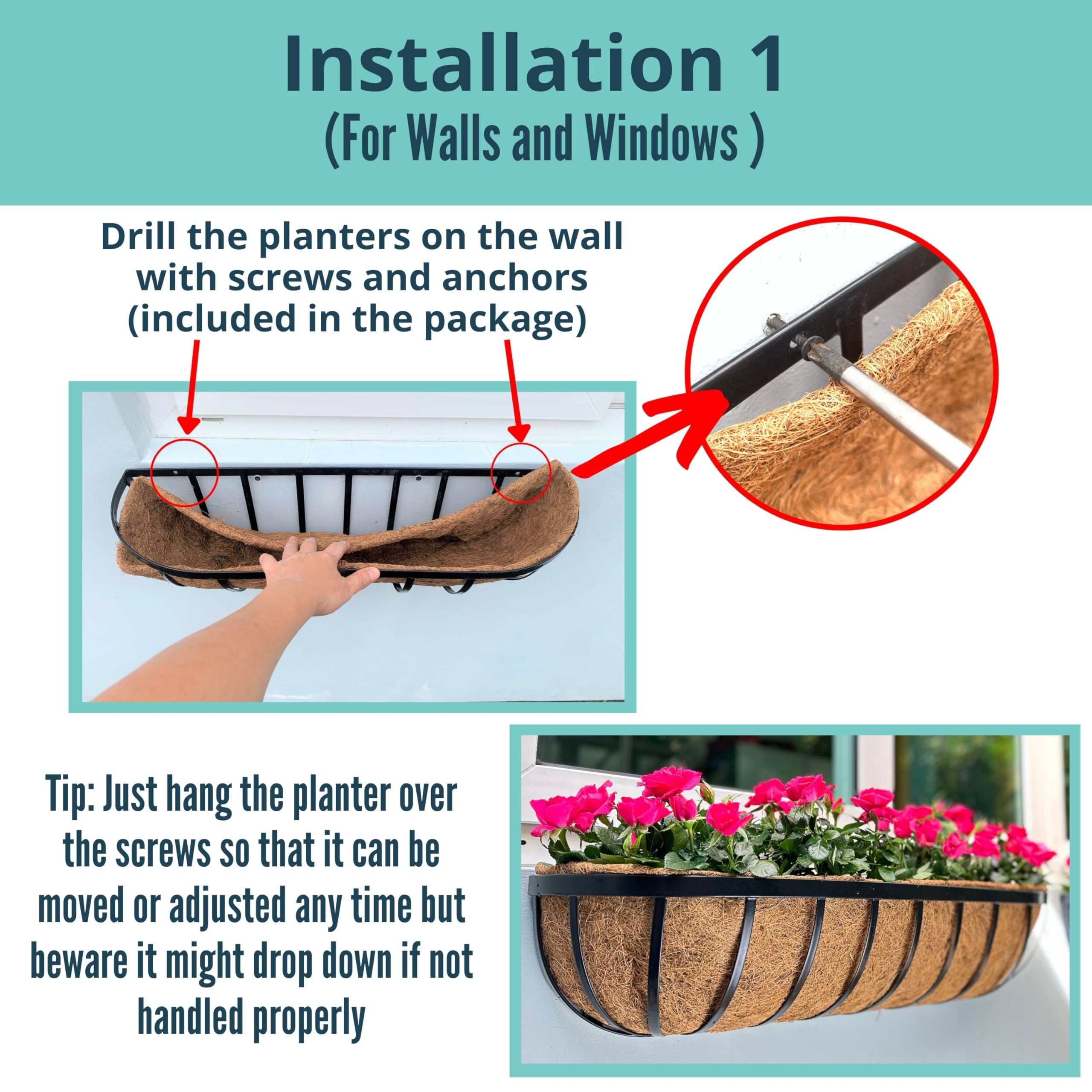 LáLáGreen coco liner planter highlighting drainage and airflow