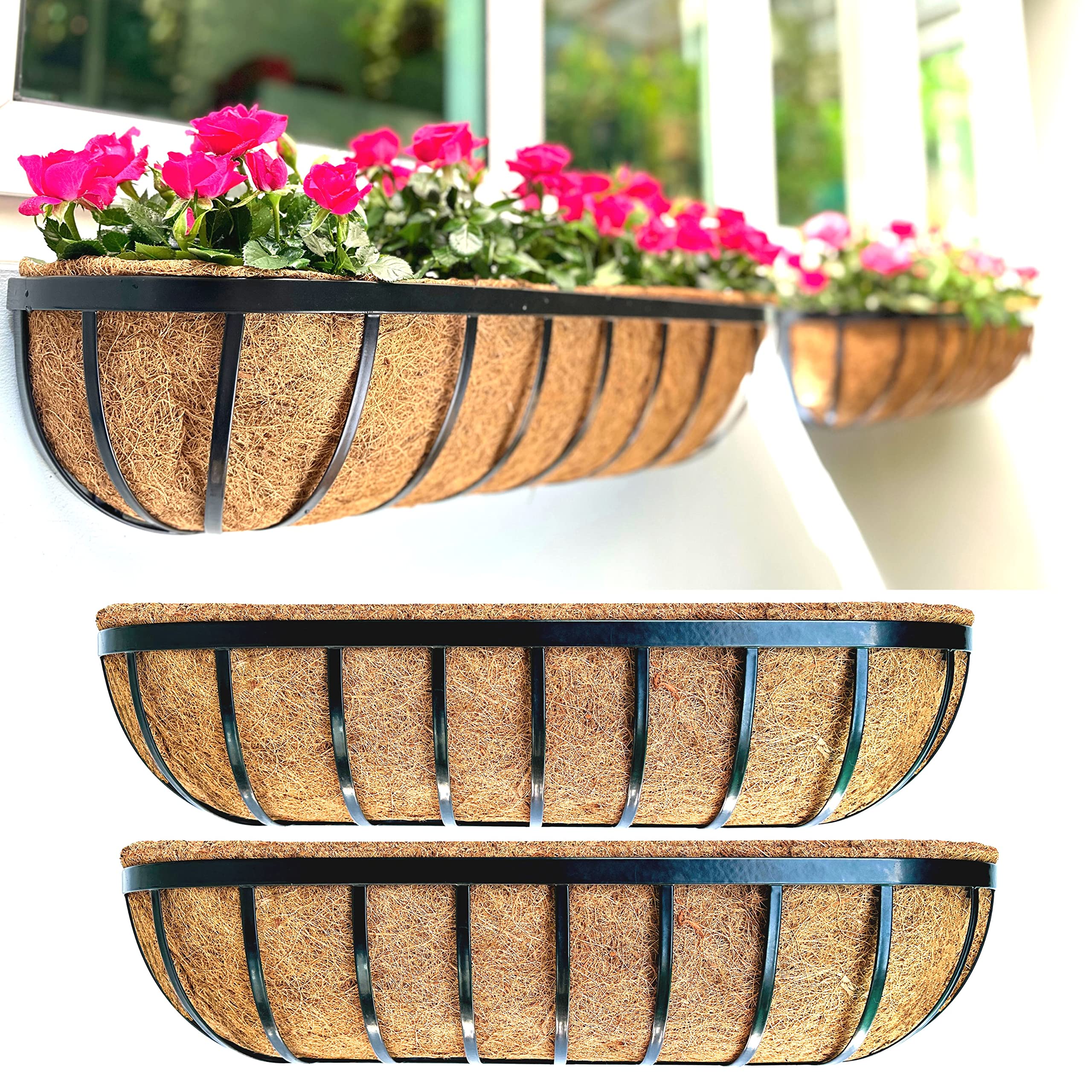 LaLaGreen outdoor wall planter 30-inch two-pack for balcony organization and green space