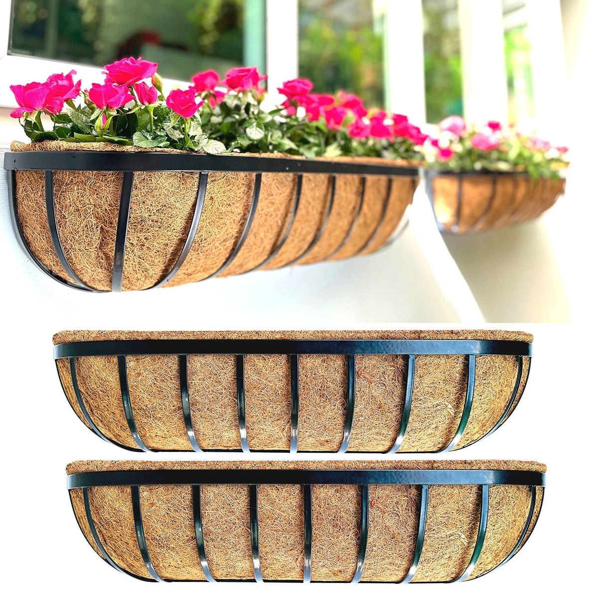 LaLaGreen outdoor wall planter 30-inch two-pack for balcony organization and green space