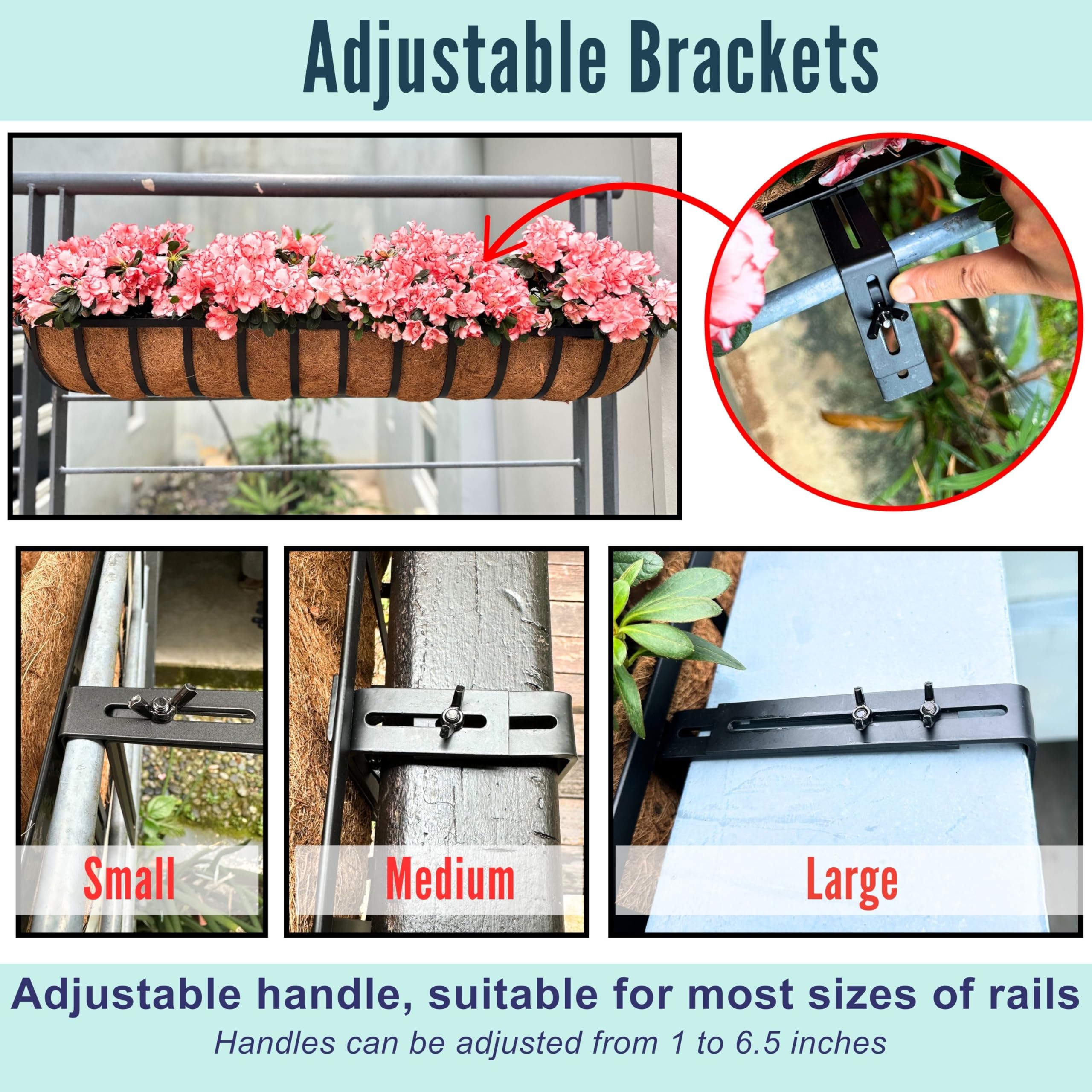 LaLaGreen 24-inch planter with adjustable brackets suits many railing setups.