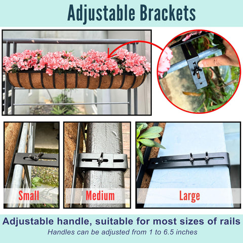 LaLaGreen 24-inch planter with adjustable brackets suits many railing setups.
