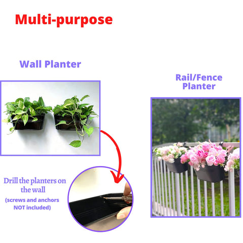 LaLaGreen rail planter back holes enable wall mounting options.