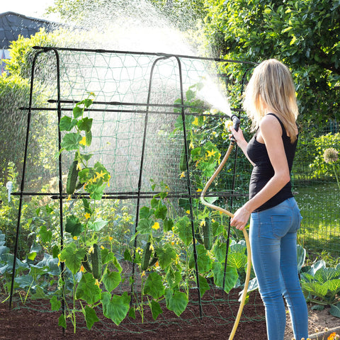 lalahoni easy-assembly trellis shown in a garden setup