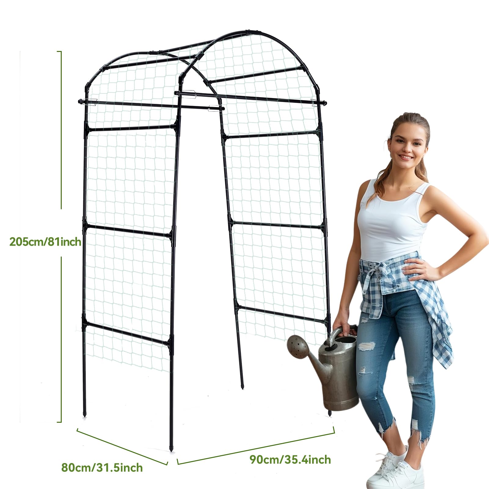 Lalahoni trellis close-up shows rust-resistant polyethylene-coated steel for outdoor durability.
