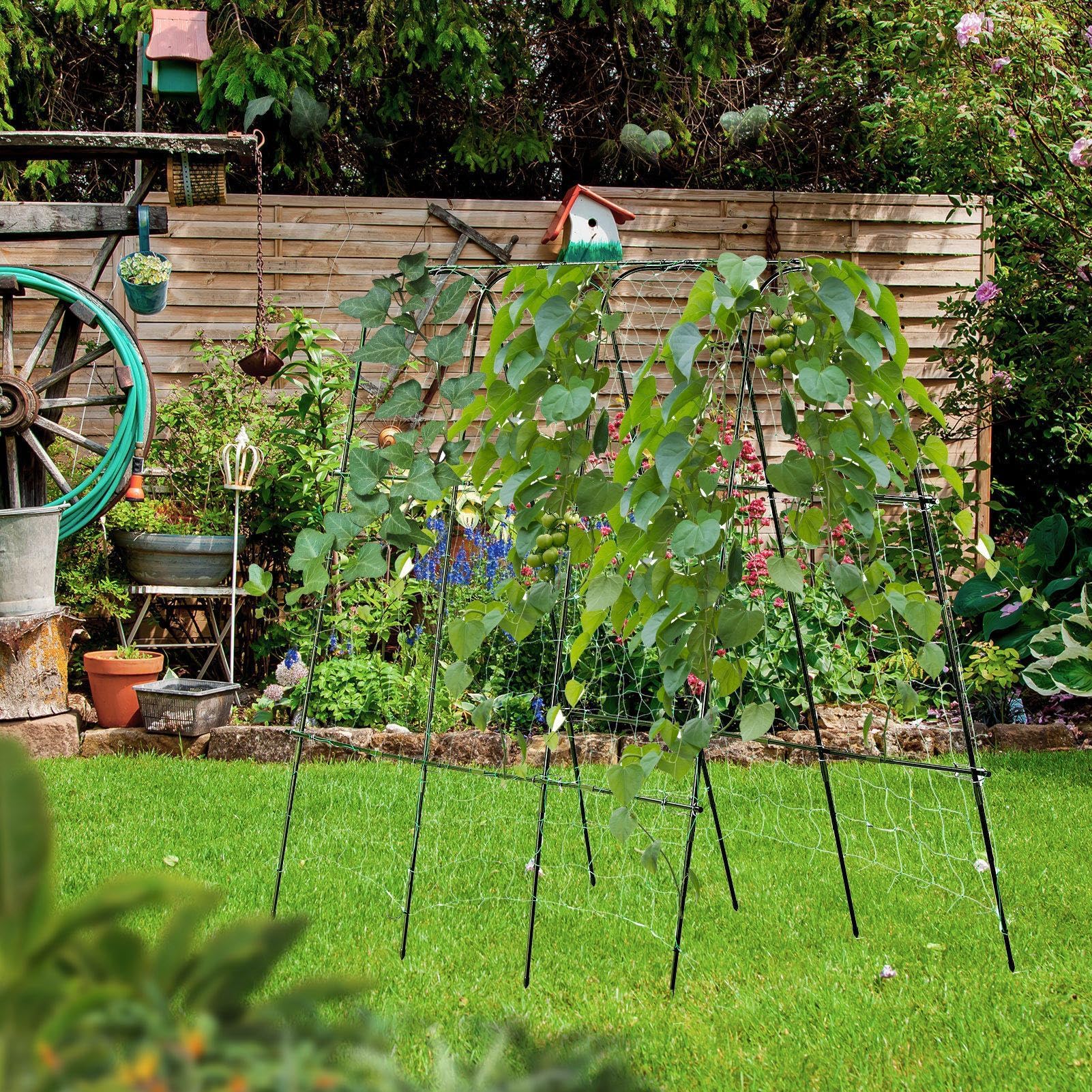 Lalahoni lightweight arch trellis adds garden structure and support.