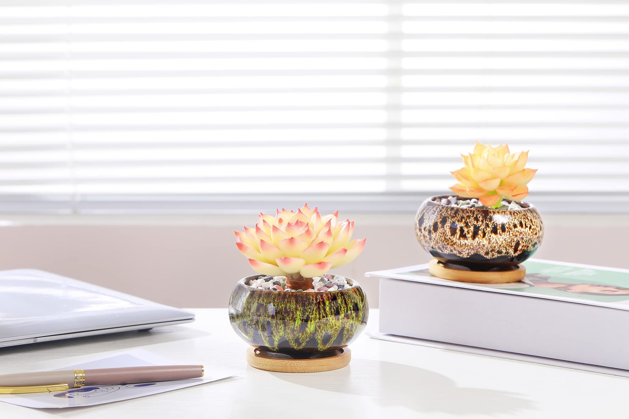 LamDawn hand-molded ceramic pot with crackle glaze detail.