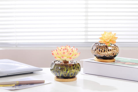 LamDawn hand-molded ceramic pot with crackle glaze detail.