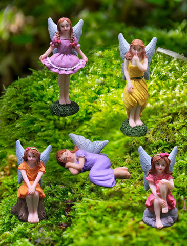 Lamnes detailed miniature fairies for terrariums, shelves, and micro landscapes.
