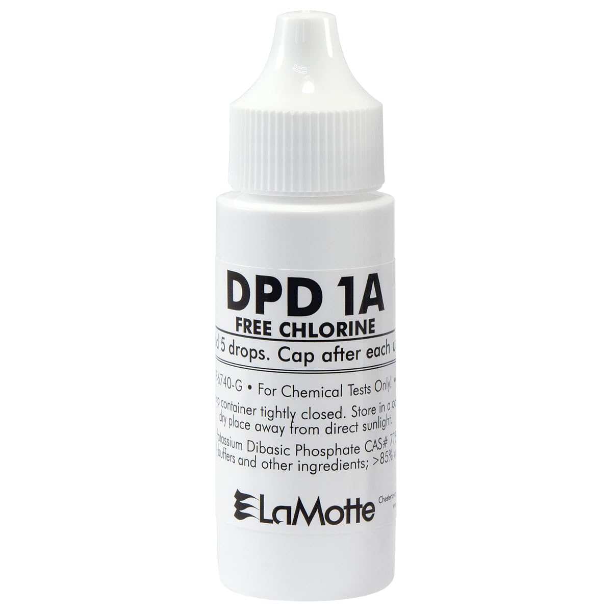 LaMotte DPD 1A Free Chlorine Reagent bottle for accurate chlorine testing.