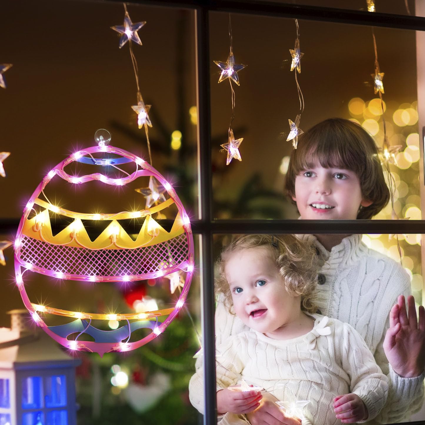 LAMPHOME 17-inch pink Easter egg lighted silhouette for indoor decor.