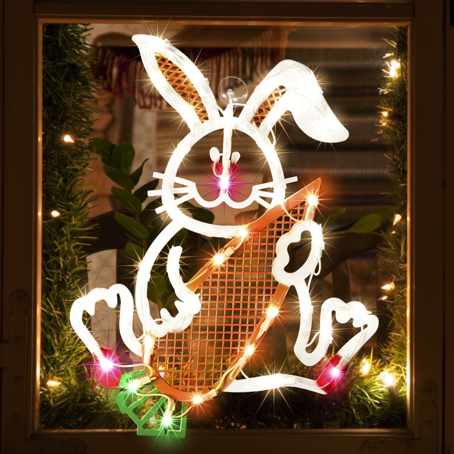 LAMPHOME 17-inch Easter bunny window silhouette for festive indoor decor.
