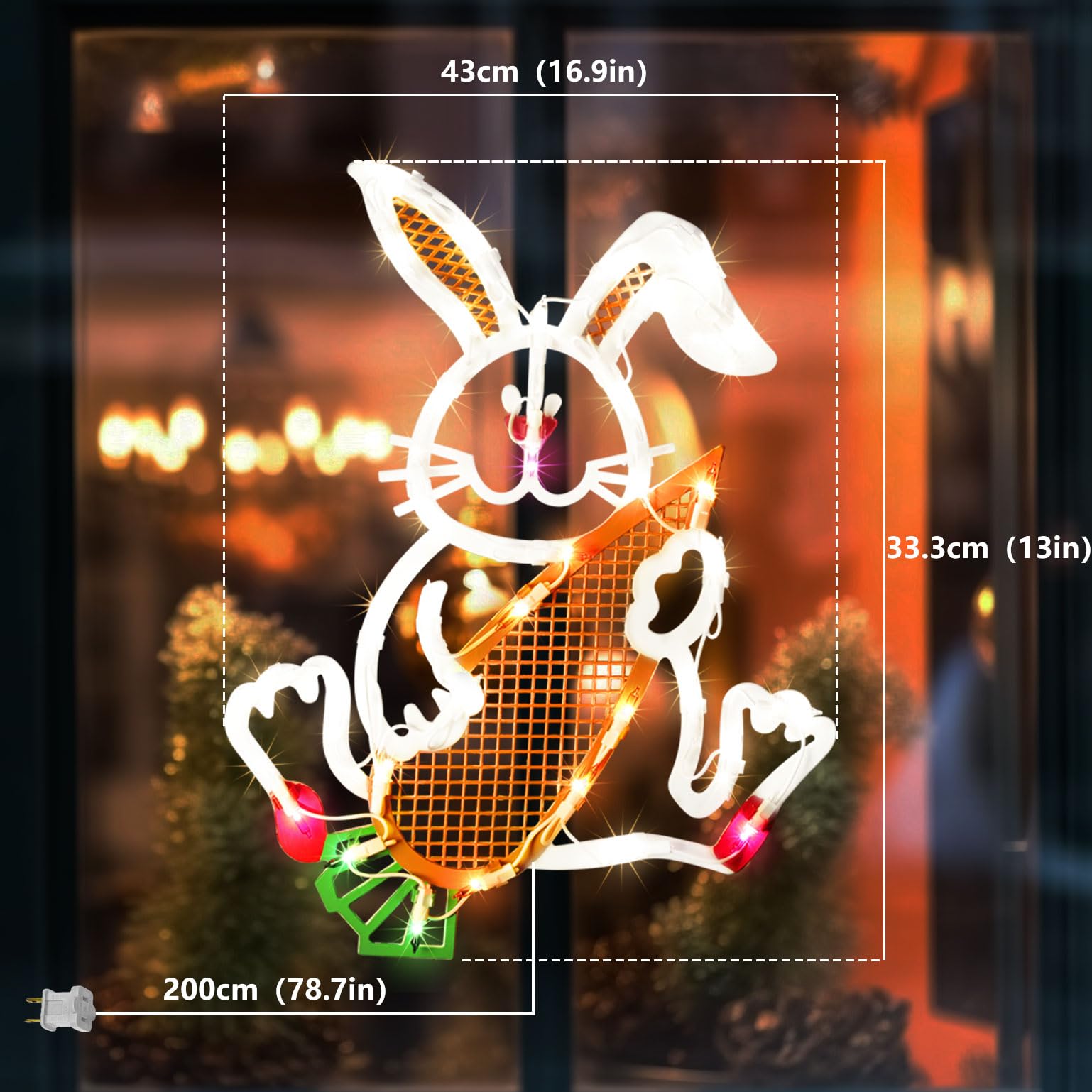 LAMPHOME bunny with 35 mini lights highlights eye-catching outdoor or window displays.