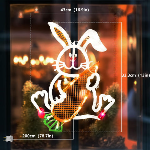LAMPHOME bunny with 35 mini lights highlights eye-catching outdoor or window displays.