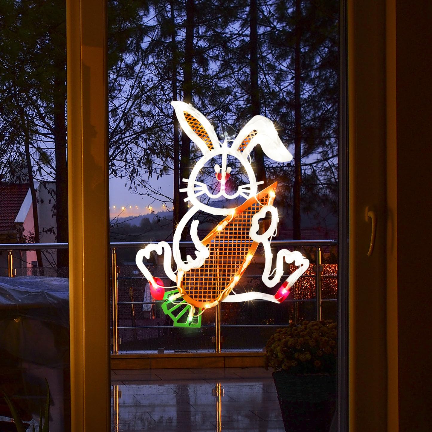 LAMPHOME window decor featuring long lead wire enables easy plug-in setup.