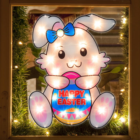LAMPHOME Easter bunny window silhouette 17-inch adds festive indoor and outdoor charm.