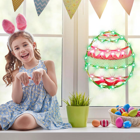 LAMPHOME Pink chevron stripe easter light decor adds cheerful ambiance to patios.