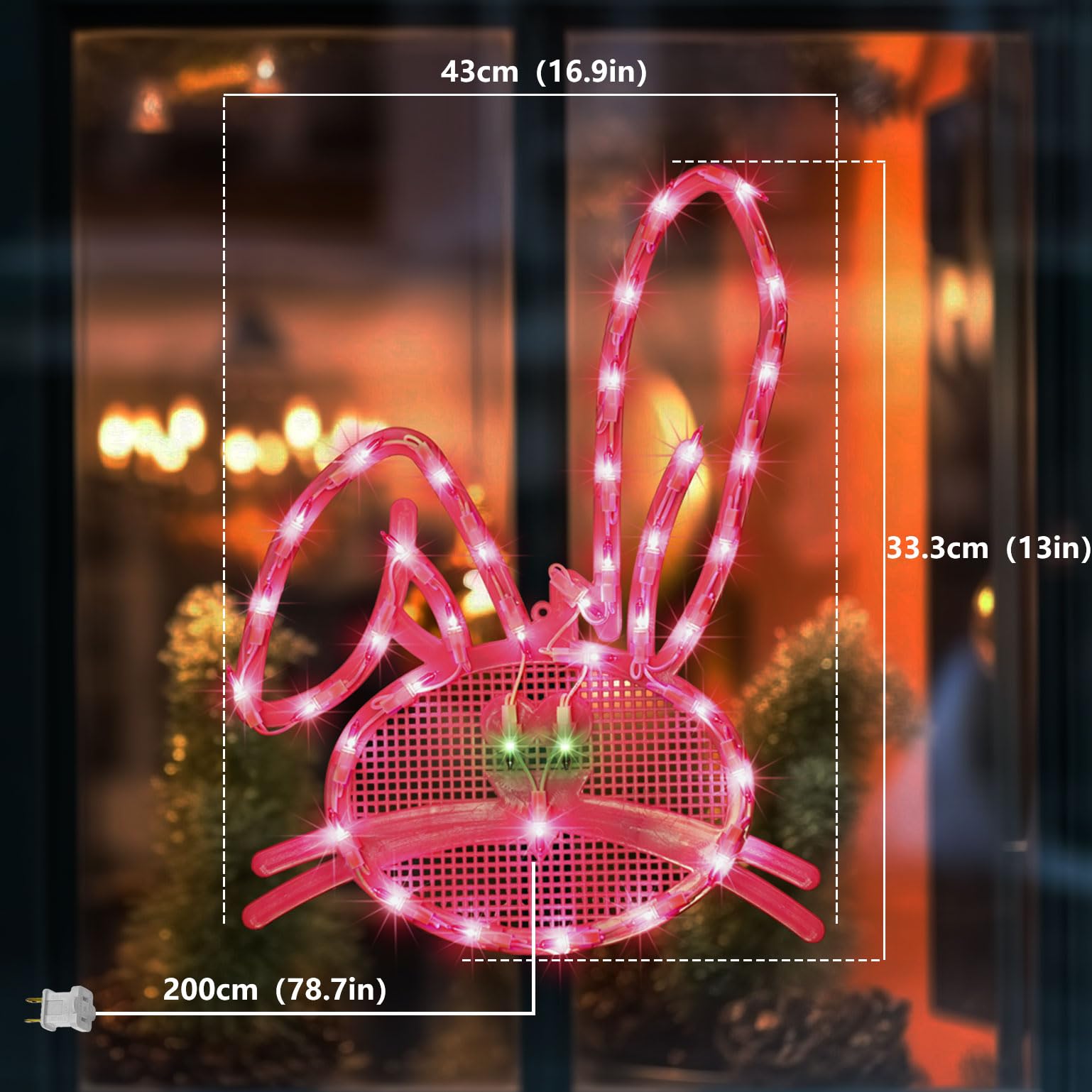 LAMPHOME Easter window silhouette pink bunny for versatile indoor outdoor display