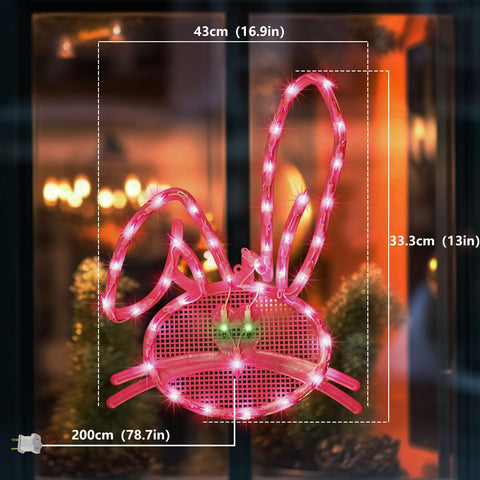 LAMPHOME Easter window silhouette pink bunny for versatile indoor outdoor display
