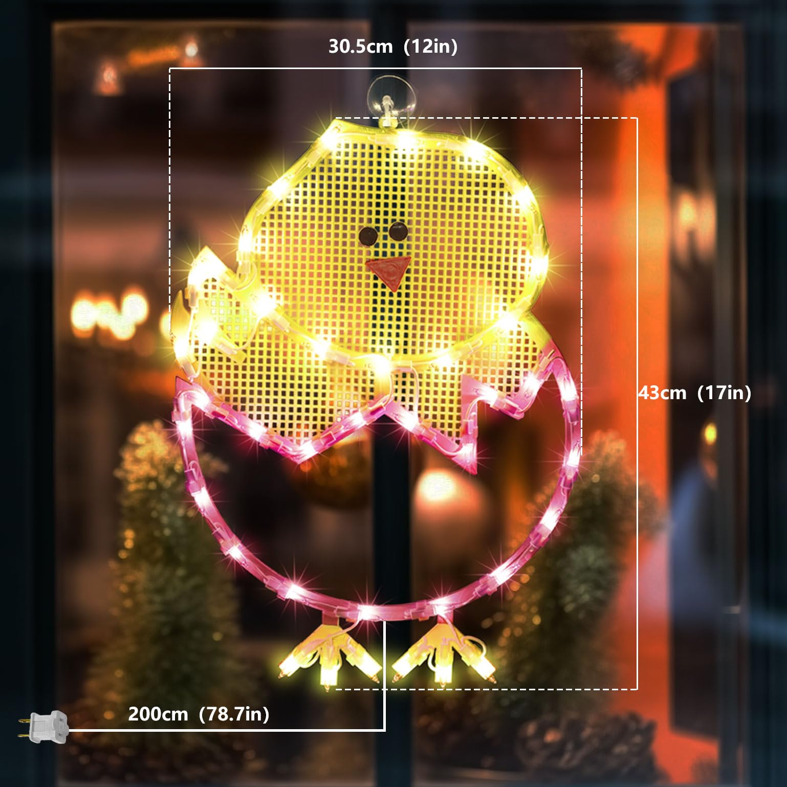 LAMPHOME egg-hatching-chick silhouette brightens windows with a warm decorative glow.
