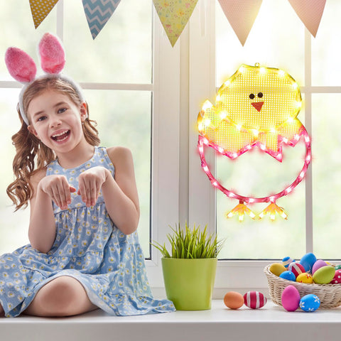 LAMPHOME weather-ready chick-egg decoration for indoor or covered outdoor spaces.