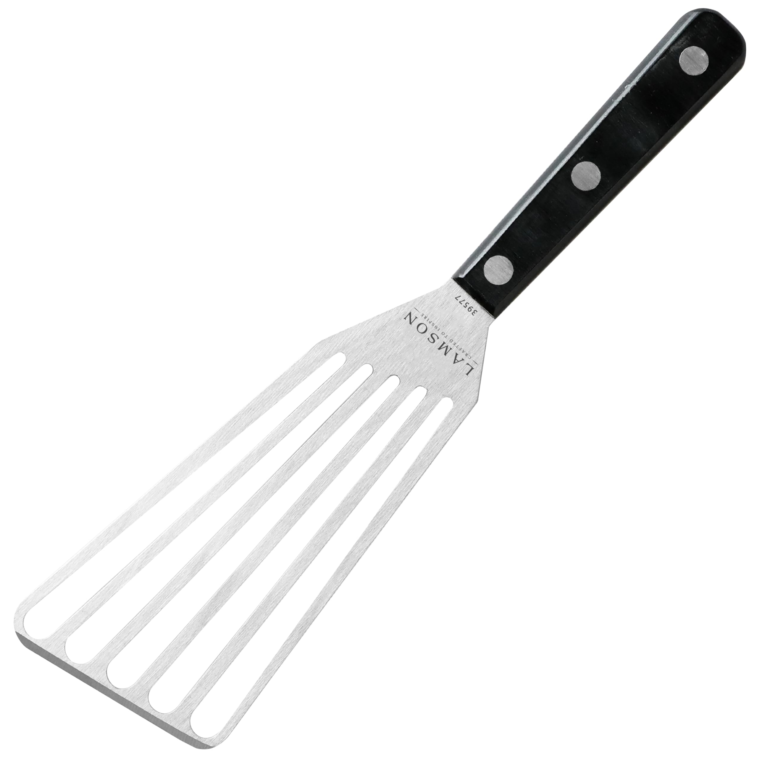 Lamson metal slotted spatula head for draining liquids while flipping fish