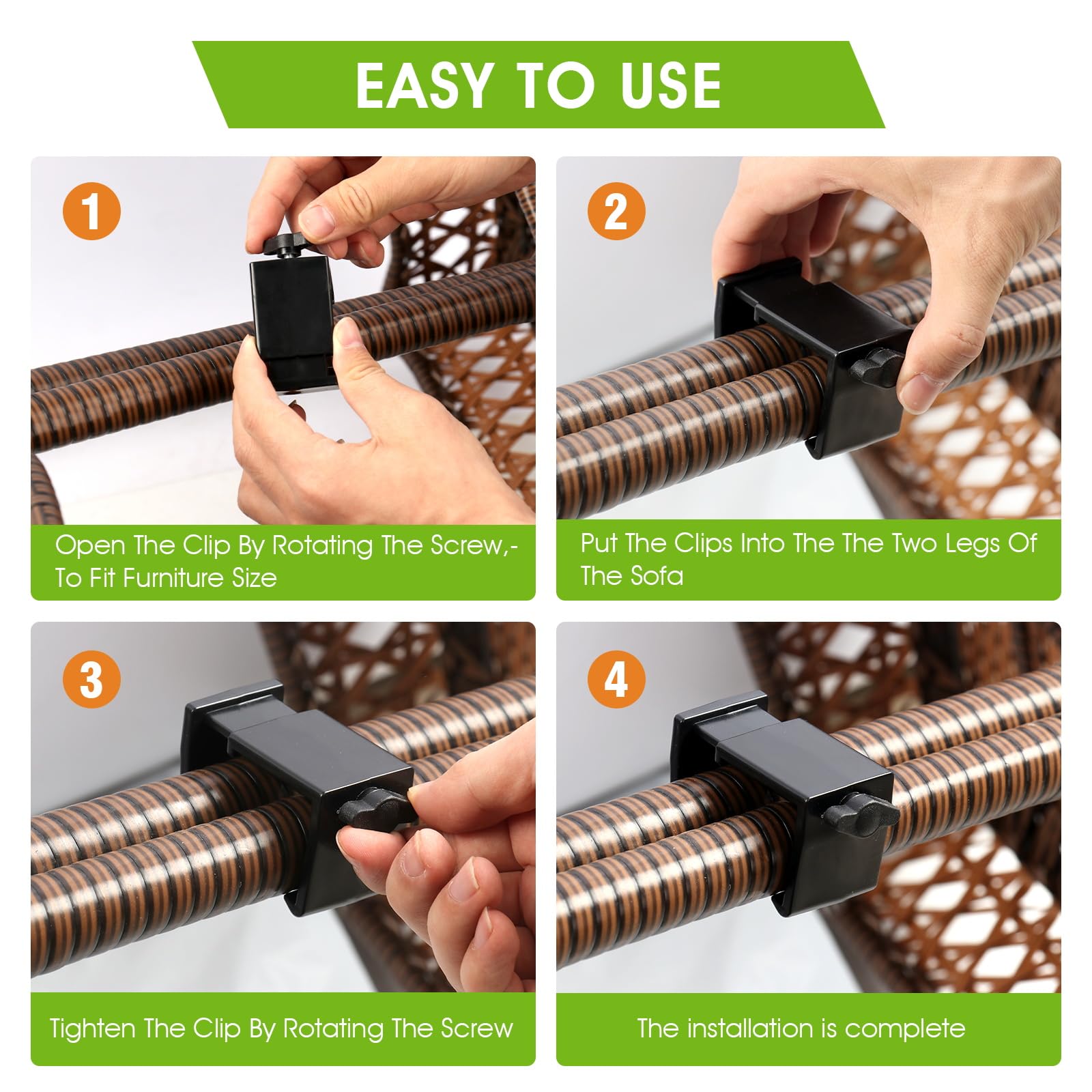 LAMTOP clips prevent sofa movement on breezy days while outdoors