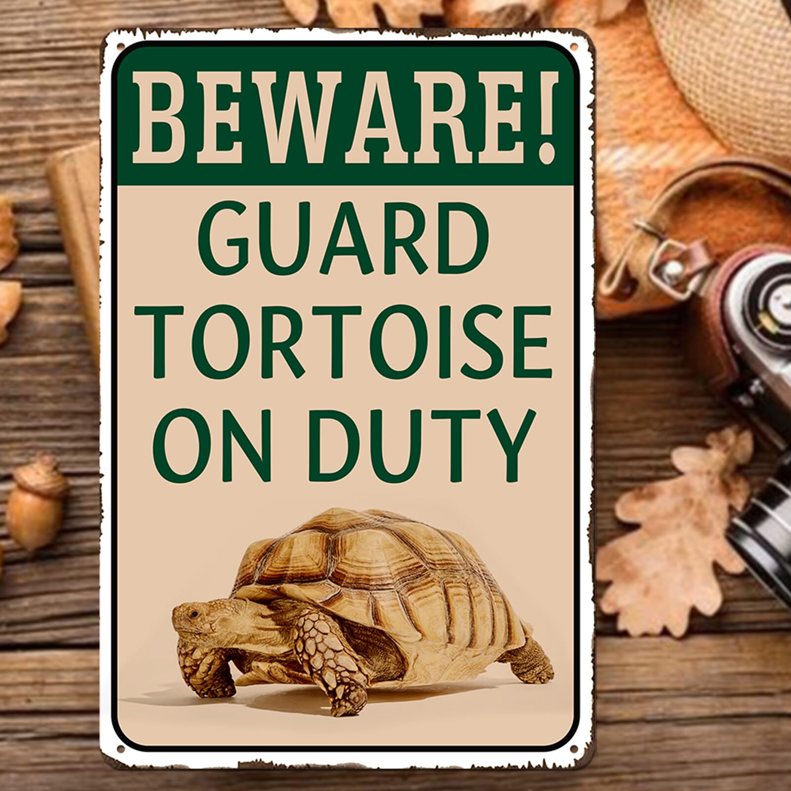Lamvao sustainable metal sign crafted for durable tortoise-themed decor.