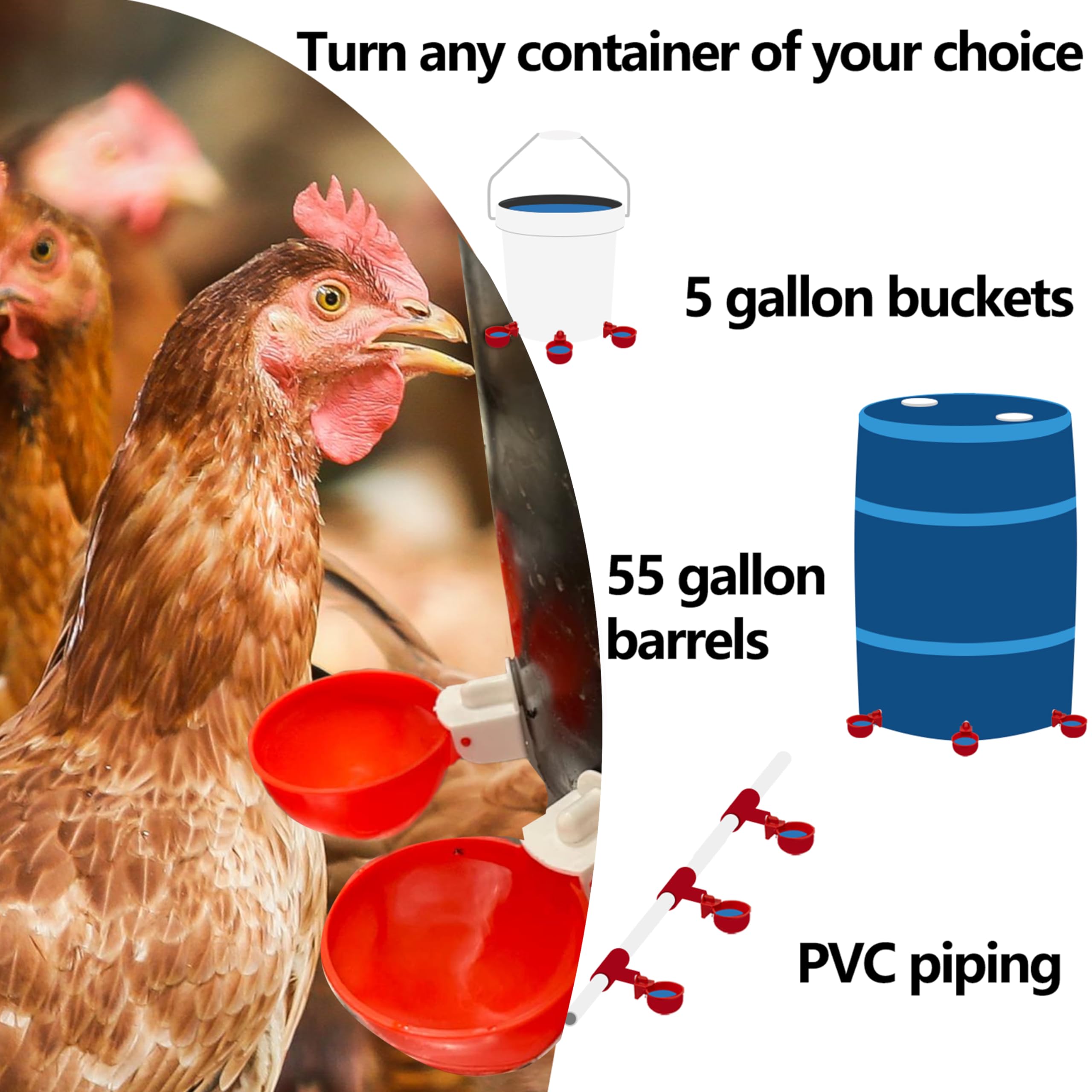LANARP float-style gravity water system delivering automatic refills as water levels drop.