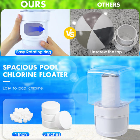 LanBlu collapsible chlorine dispenser basket stores away neatly when not in use.