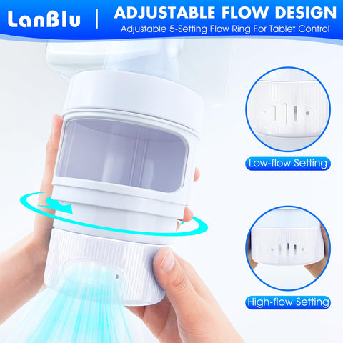 LanBlu large floating chlorine holder accommodates multiple tablets for extended use.