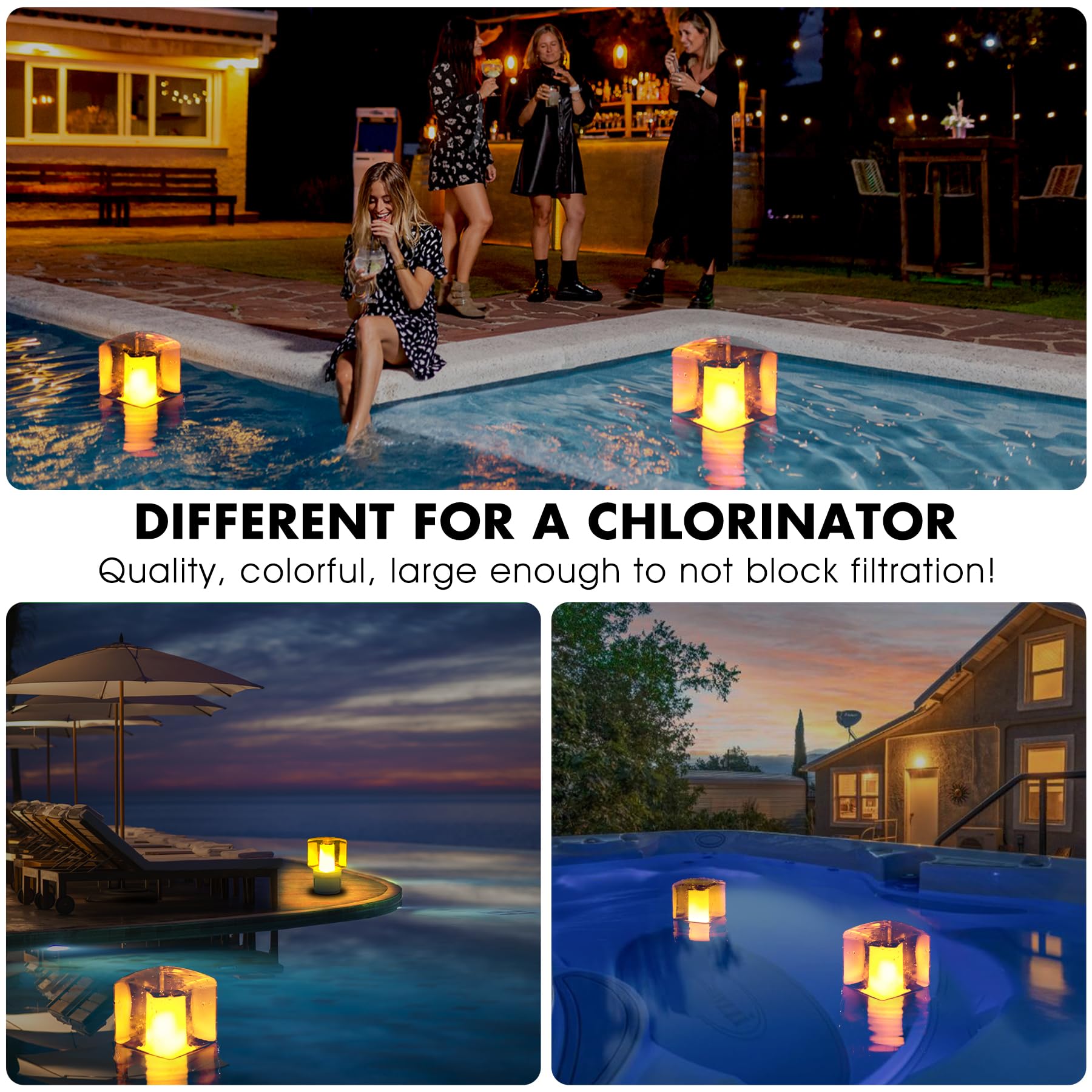 LanBlu solar-lit floater doubles as decorative night lighting for pools and spas.
