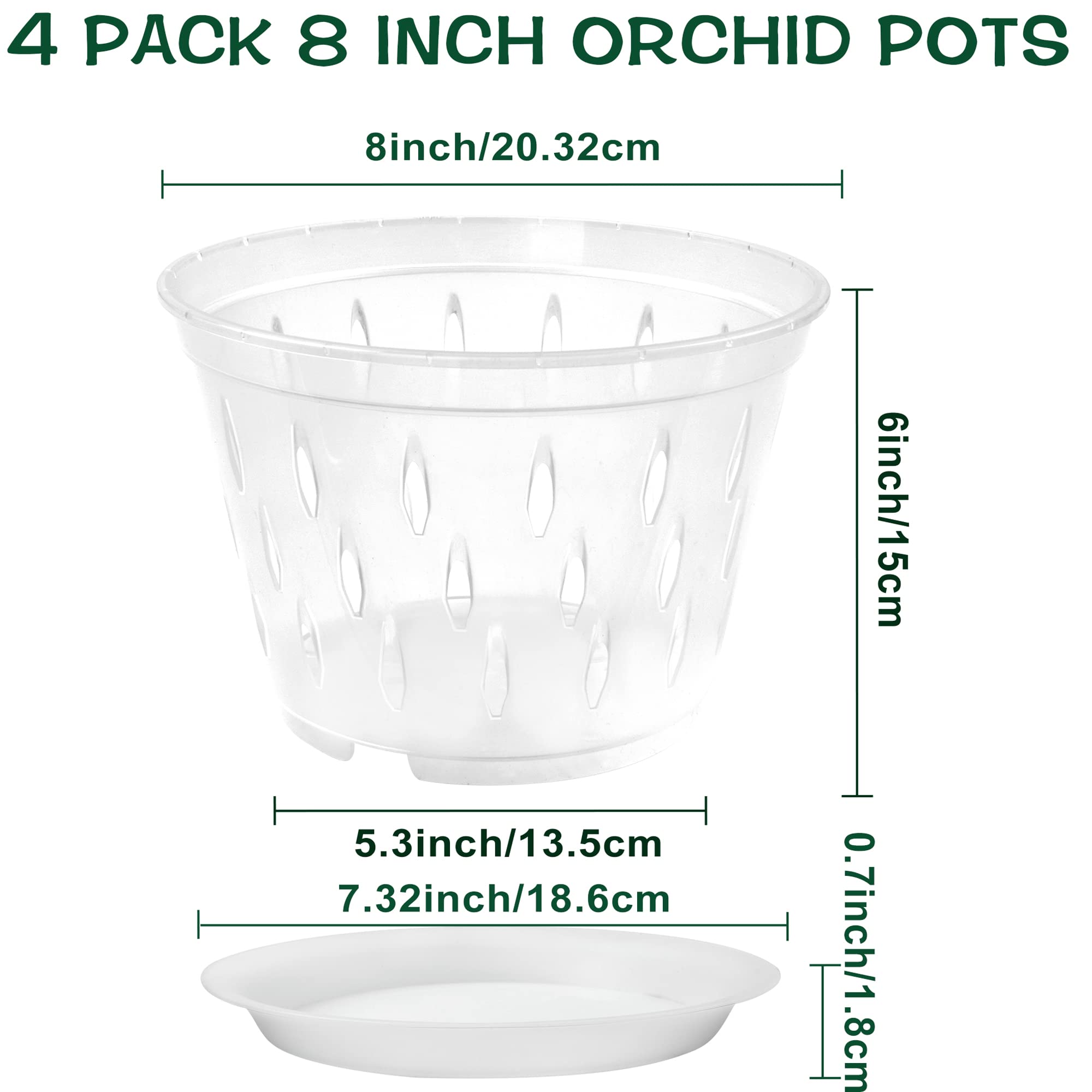 Lanccona 4-pack with saucers included supports neat orchids and surface protection.