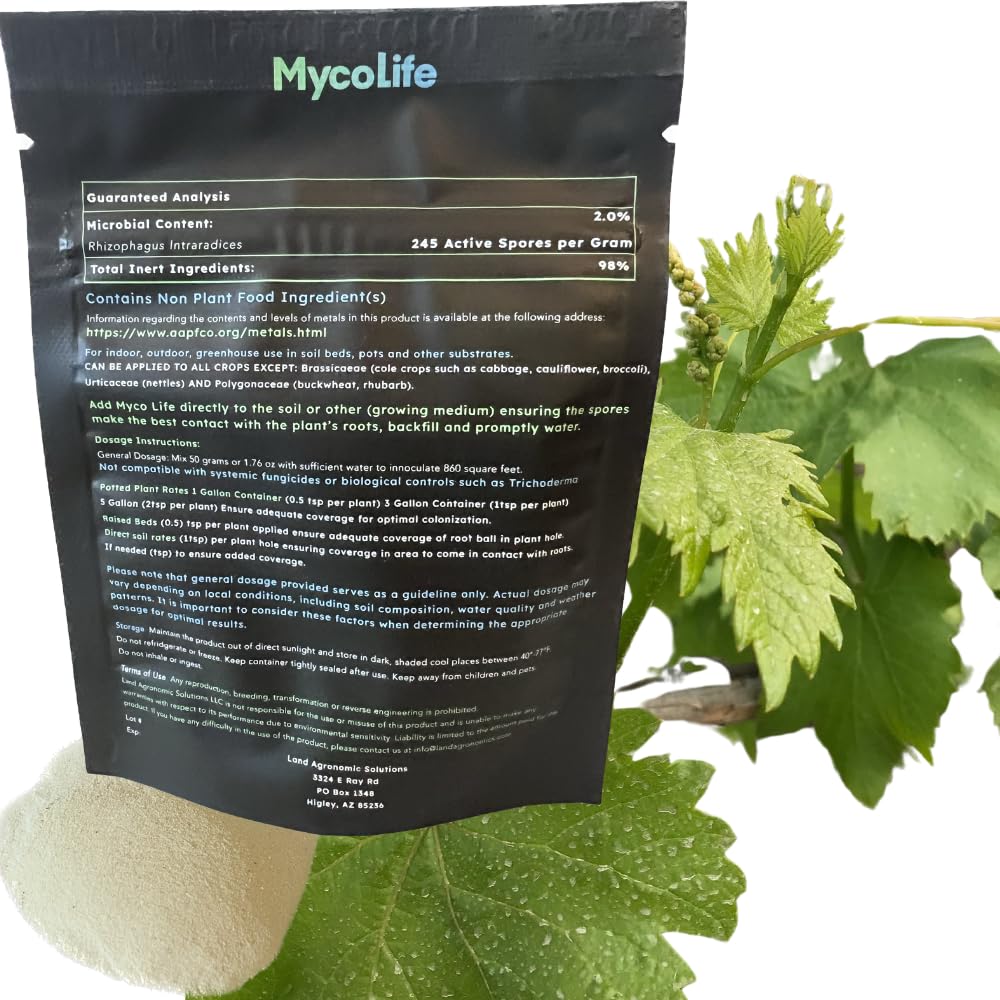Land Agronomics MycoLife crop-yields emphasizes larger flowers and denser canopies.