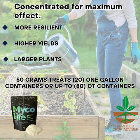 Land Agronomics MycoLife dilution mix prepared for soil health in the garden.