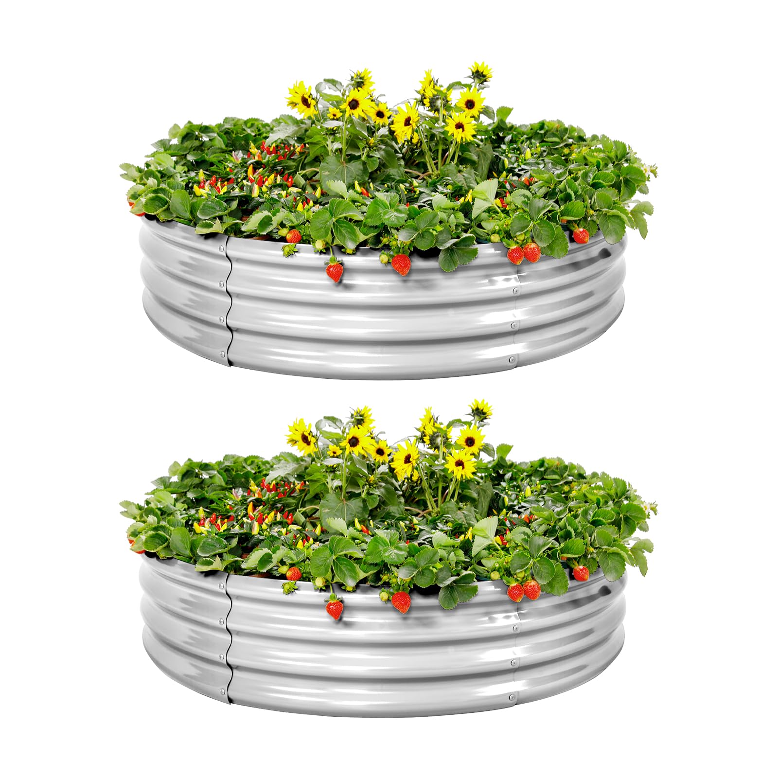 Land Guard 2 Pack galvanized raised bed - side view for sturdy outdoor vegetable gardening