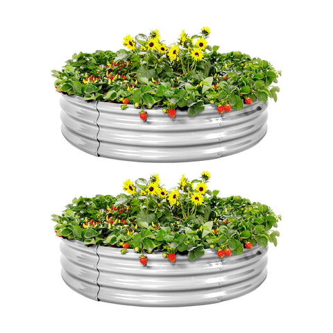 Land Guard 2 Pack galvanized raised bed - side view for sturdy outdoor vegetable gardening