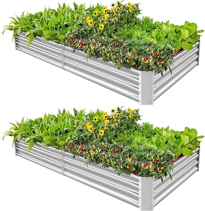 Land Guard raised bed front view with durable galvanized frame for deep-rooted crops
