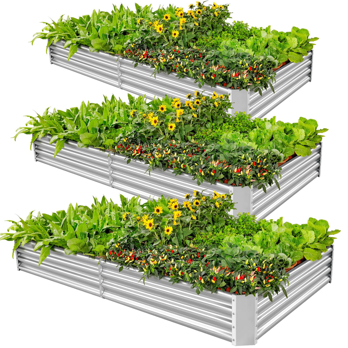 Land Guard 3 Pack raised garden bed assembly showing sturdy galvanized frame.