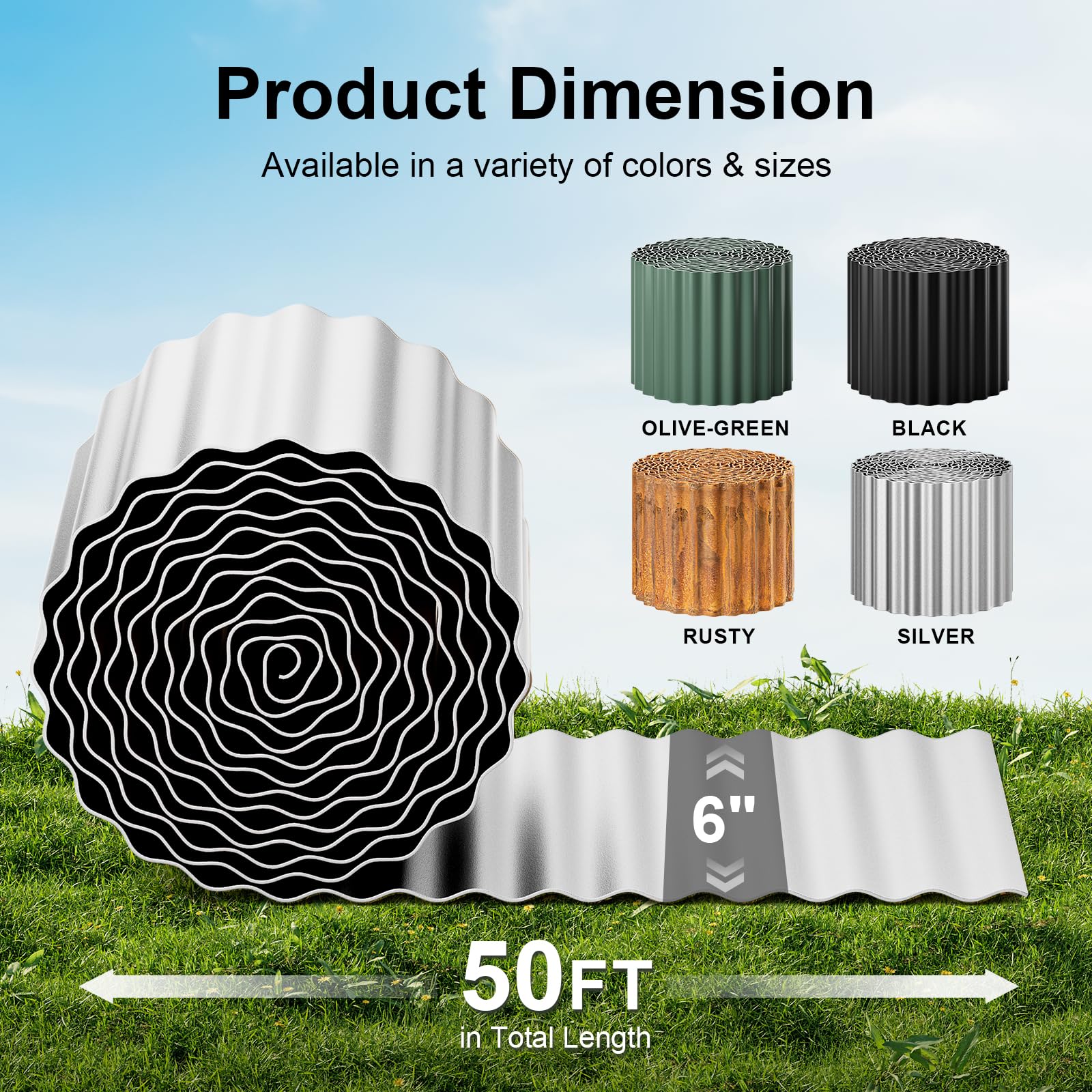 Land Guard corrugated border stands 6 inches high for flower beds.