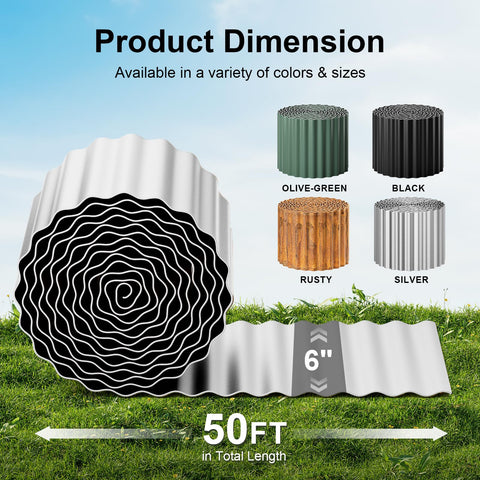 Land Guard corrugated border stands 6 inches high for flower beds.