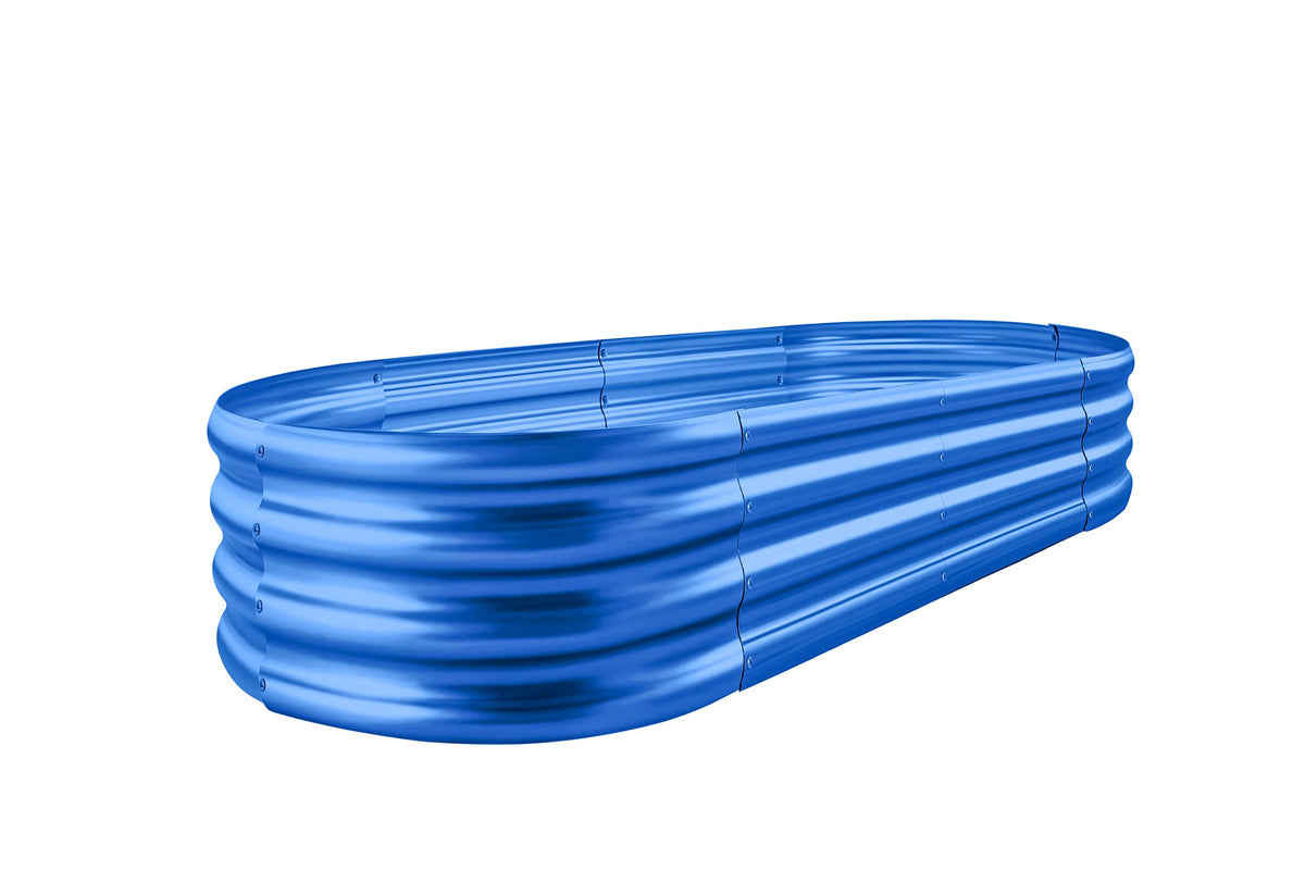 Land Guard blue galvanized raised garden bed full assembly view for vegetables