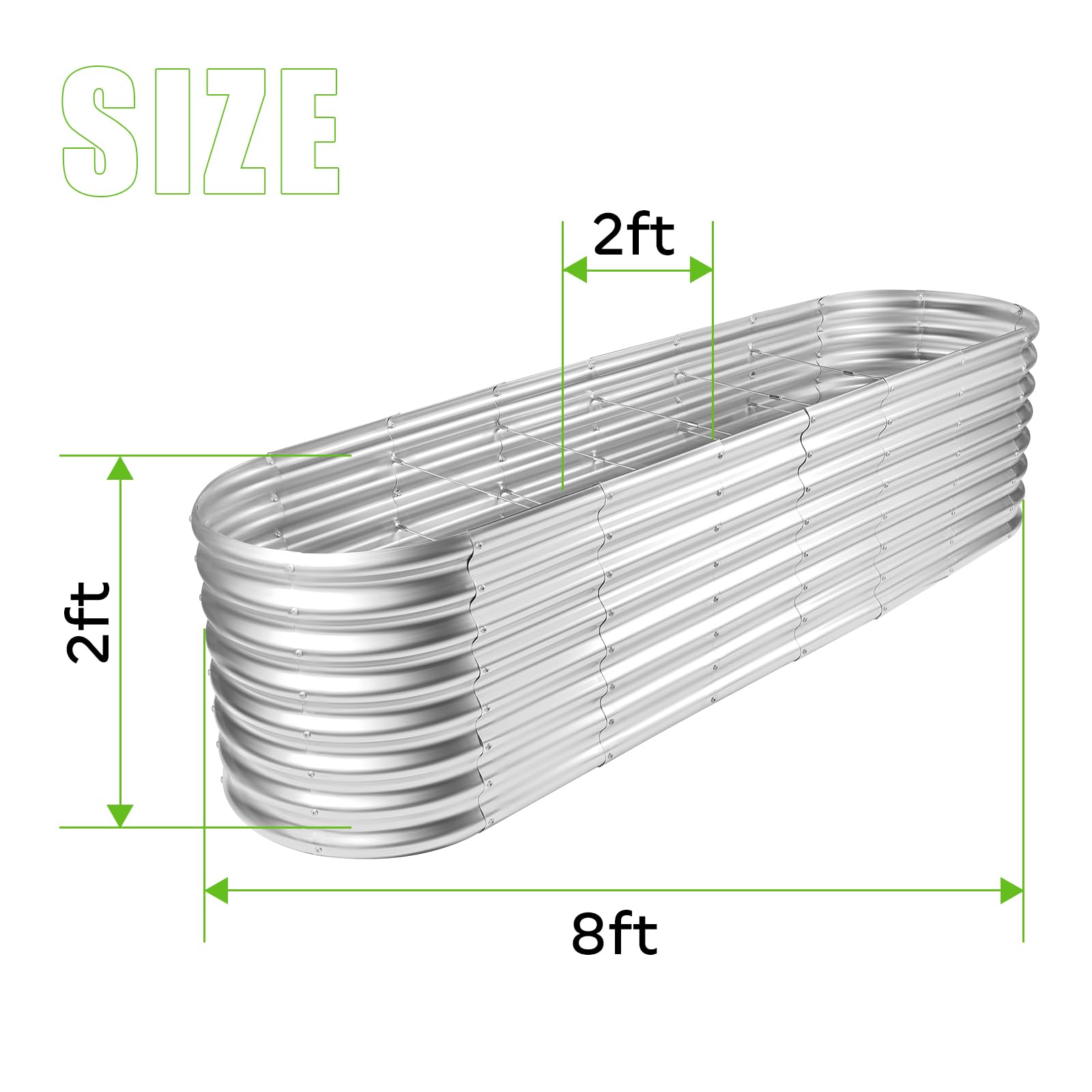 Land Guard galvanized steel bed highlights corrosion resistance for long-lasting garden use.