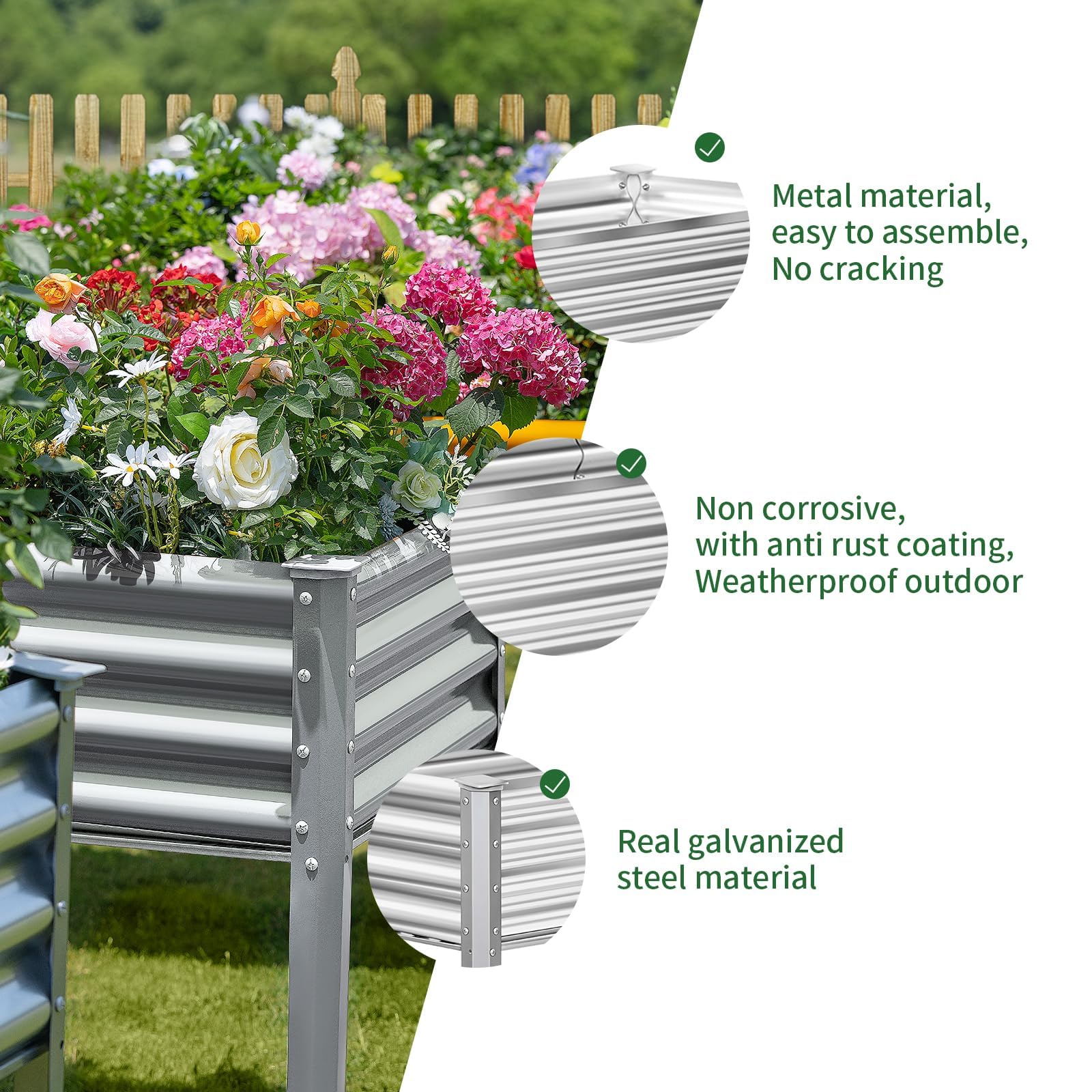 Land Guard metal garden bed with drainage holes helps manage moisture for healthy soil