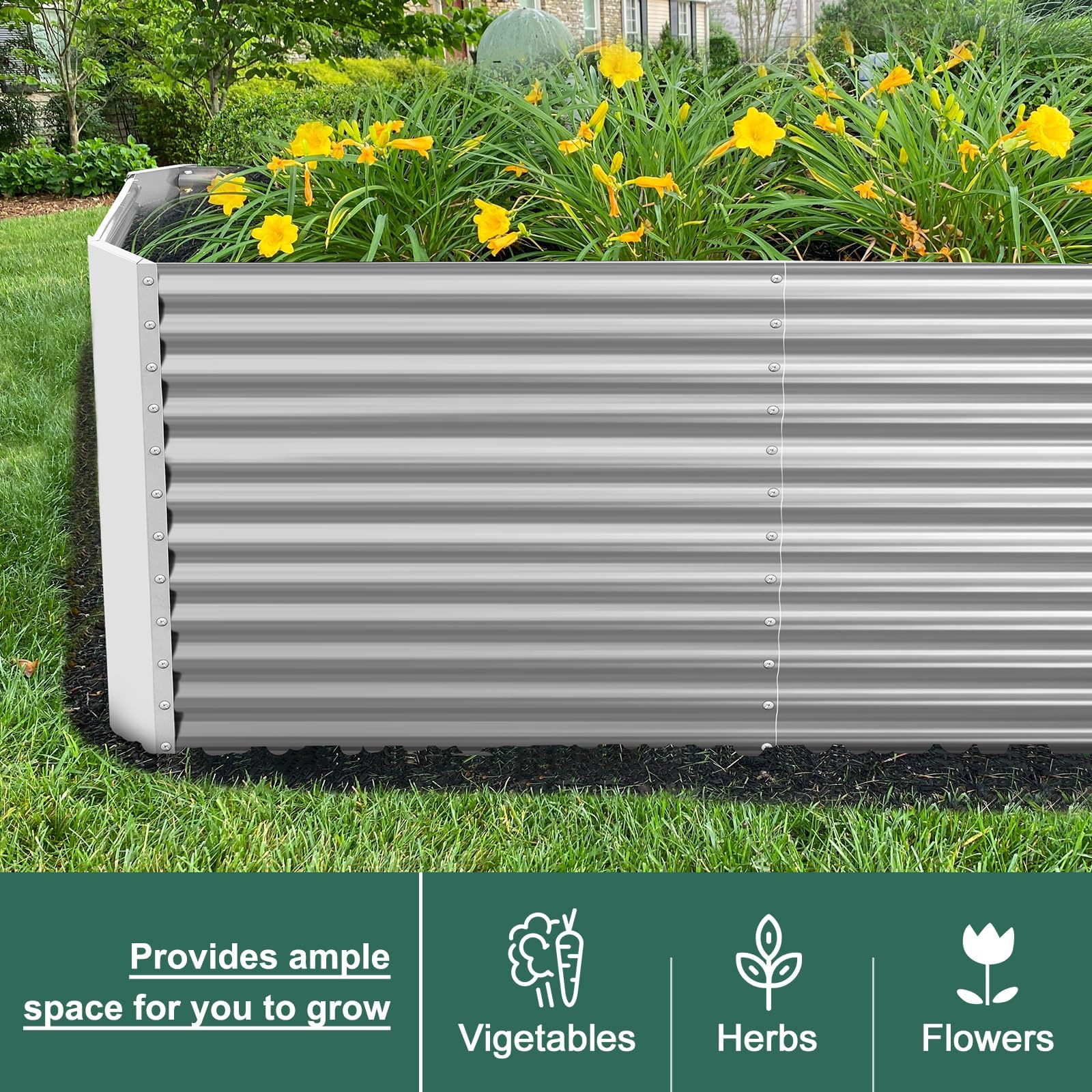 Land Guard moisture-resistant raised bed feature protecting soil